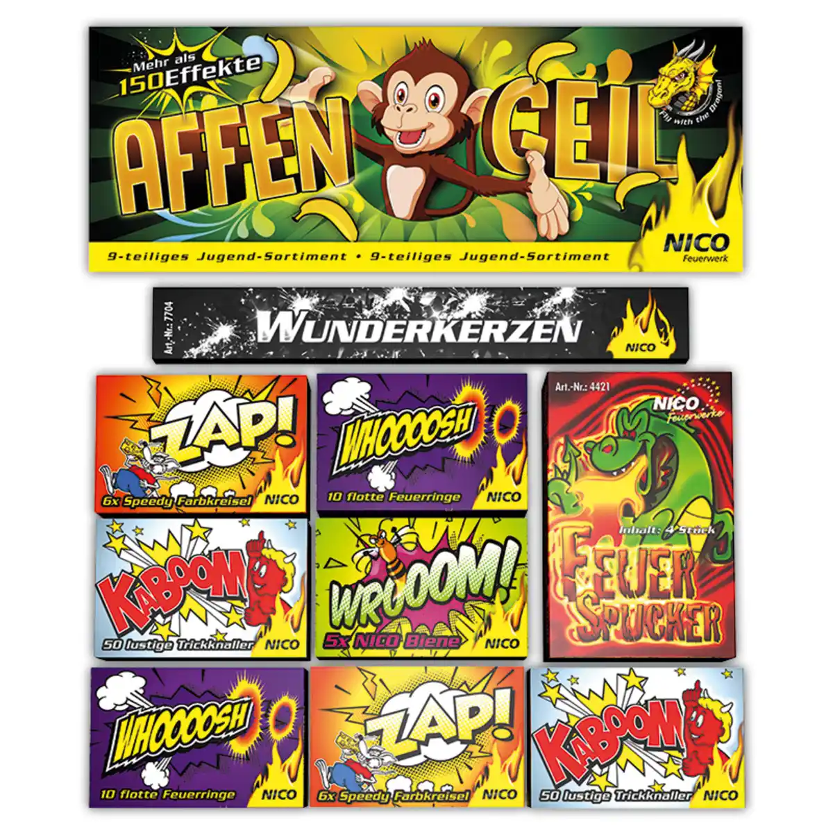 Bild 1 von Nico Feuerwerk Affengeil 9-teilig