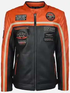 Herren Bikerjacke aus Kunstleder Orange