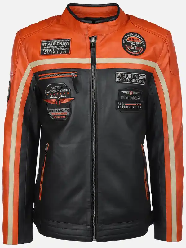 Bild 1 von Herren Bikerjacke aus Kunstleder Orange