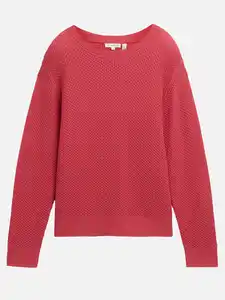 Damen Strukturpullover Rot