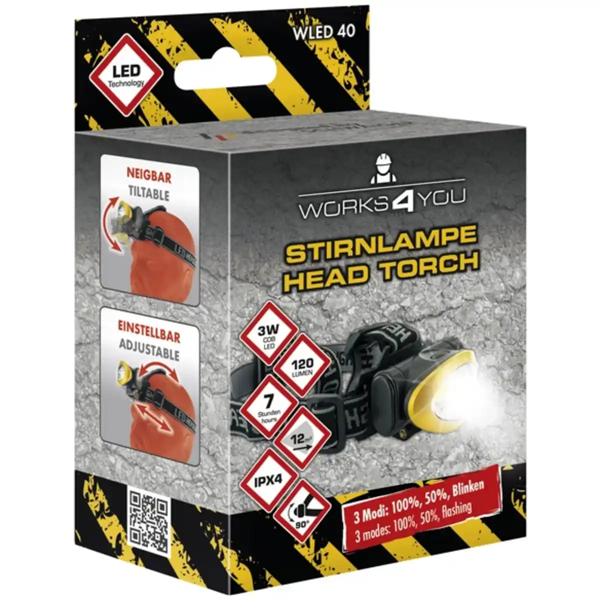 Bild 4 von SCHWAIGER Stirnleuchte, 3 W COB-LED, 3 Betriebsmodi, gelb/schwarz