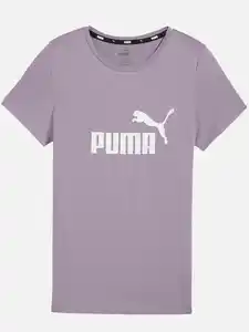 Mädchen Sportshirt mit Logoprint Lila