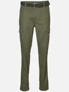 Herren Cargohose mit Flechtgürtel Oliv