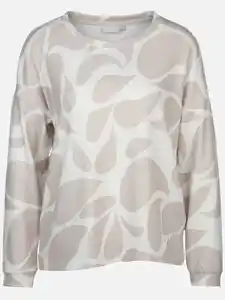 Damen Print Flauschshirt Beige