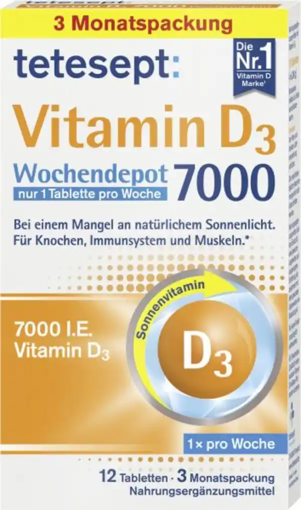 Bild 1 von Tetesept Vitamin D3 7000 Wochendepot