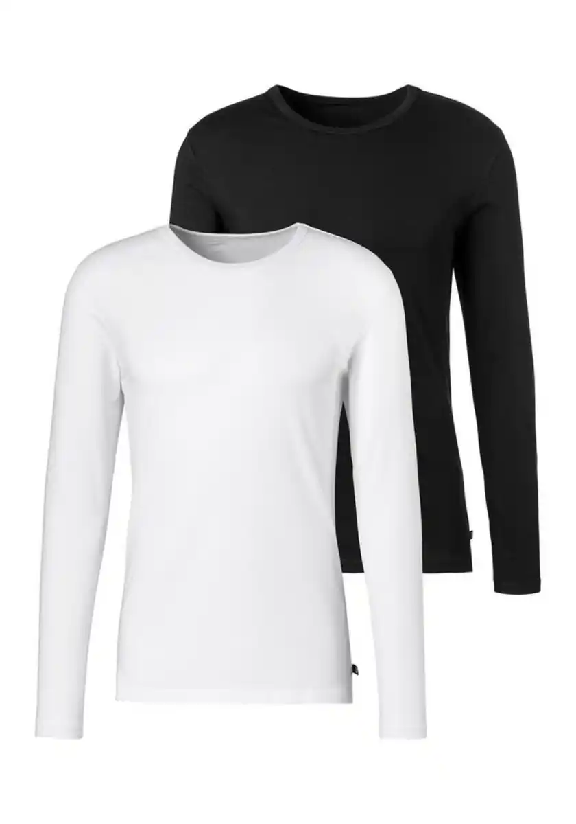 Bild 1 von H.I.S Langarmshirt (Packung, 2er-Pack) aus Baumwolle perfekt als Unterziehshirt, Schwarz|weiß