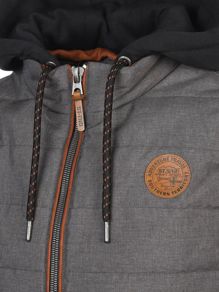 Bild 3 von Herren Steppweste mit abnehmbarer Kapuze Grau