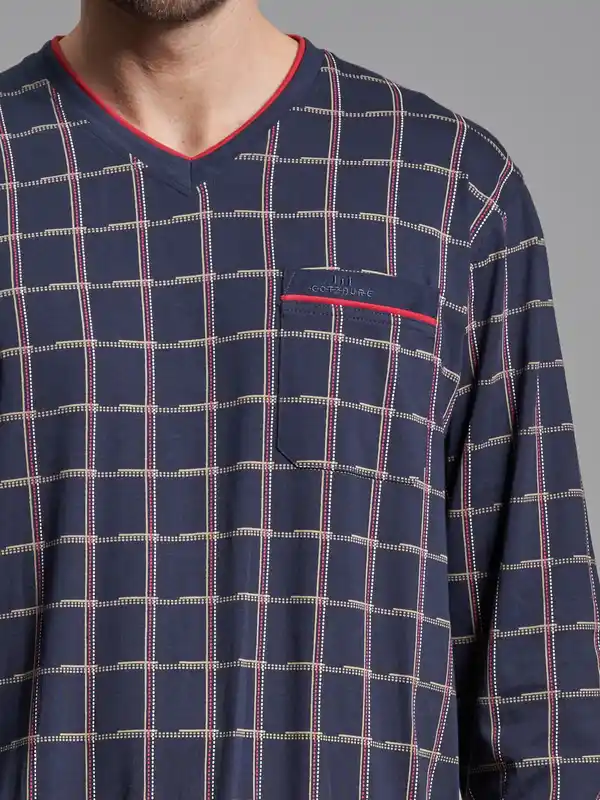 Bild 2 von Herren Pyjame mit Print Blau