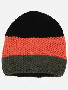 Jungen Beanie mit Blockstreifen Oliv