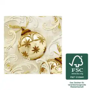 Servietten Weihnachten FSC®Barokkugeln gold