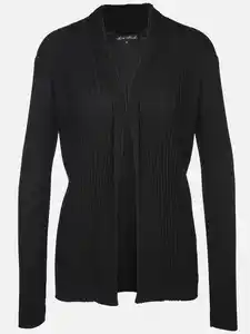 Damen Ripp-Cardigan Schwarz