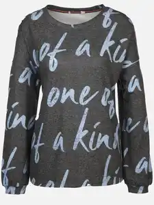 Damen Print Flauschshirt Blau