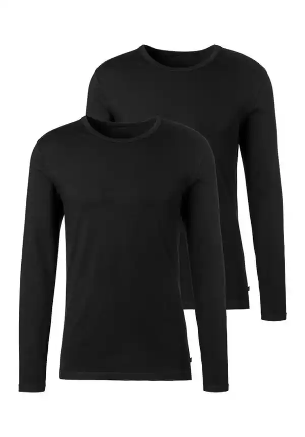 Bild 1 von H.I.S Langarmshirt (Packung, 2er-Pack) aus Baumwolle perfekt als Unterziehshirt, Schwarz