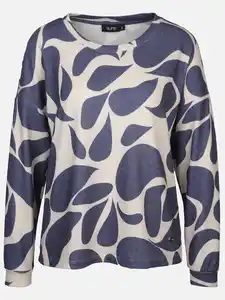 Damen Print Flauschshirt Marine