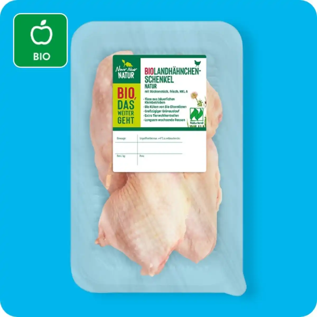 Bild 1 von NUR NUR NATUR Bio-Landhähnchen-Schenkel, Natur