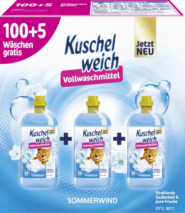 Bild 1 von Kuschelweich Vollwaschmittel Flüssig Sommerwind, 105 WL