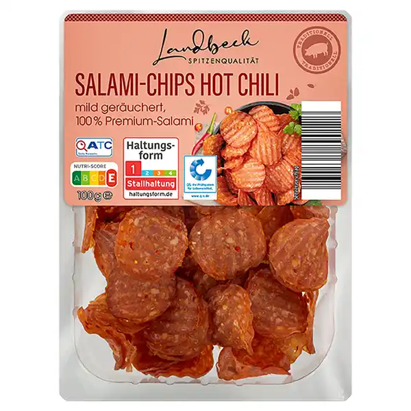 Bild 1 von LANDBECK Salami Chips 100 g, Chili