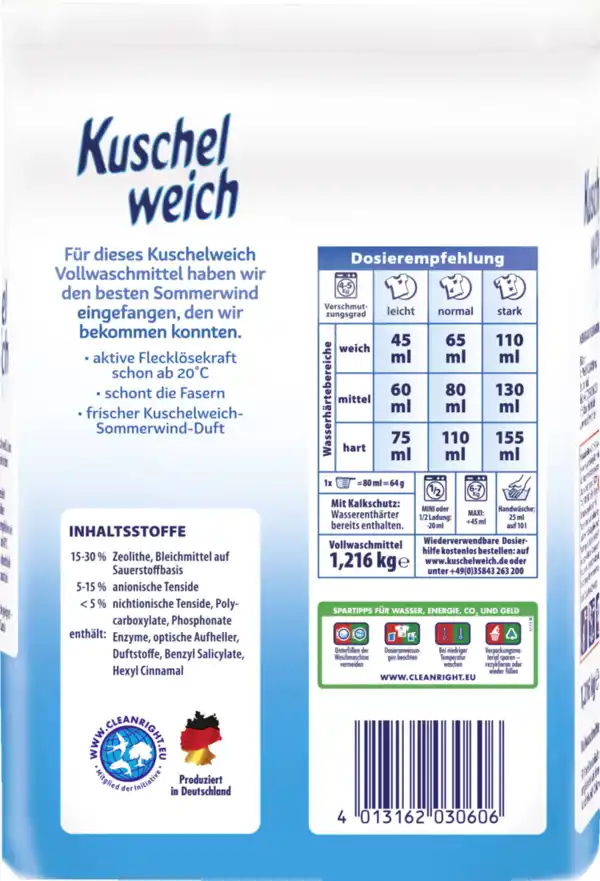 Bild 2 von Kuschelweich Vollwaschmittel Sommerwind Pulver 19WL, 19 WL