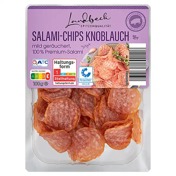 Bild 1 von LANDBECK Salami Chips 100 g, Garlic