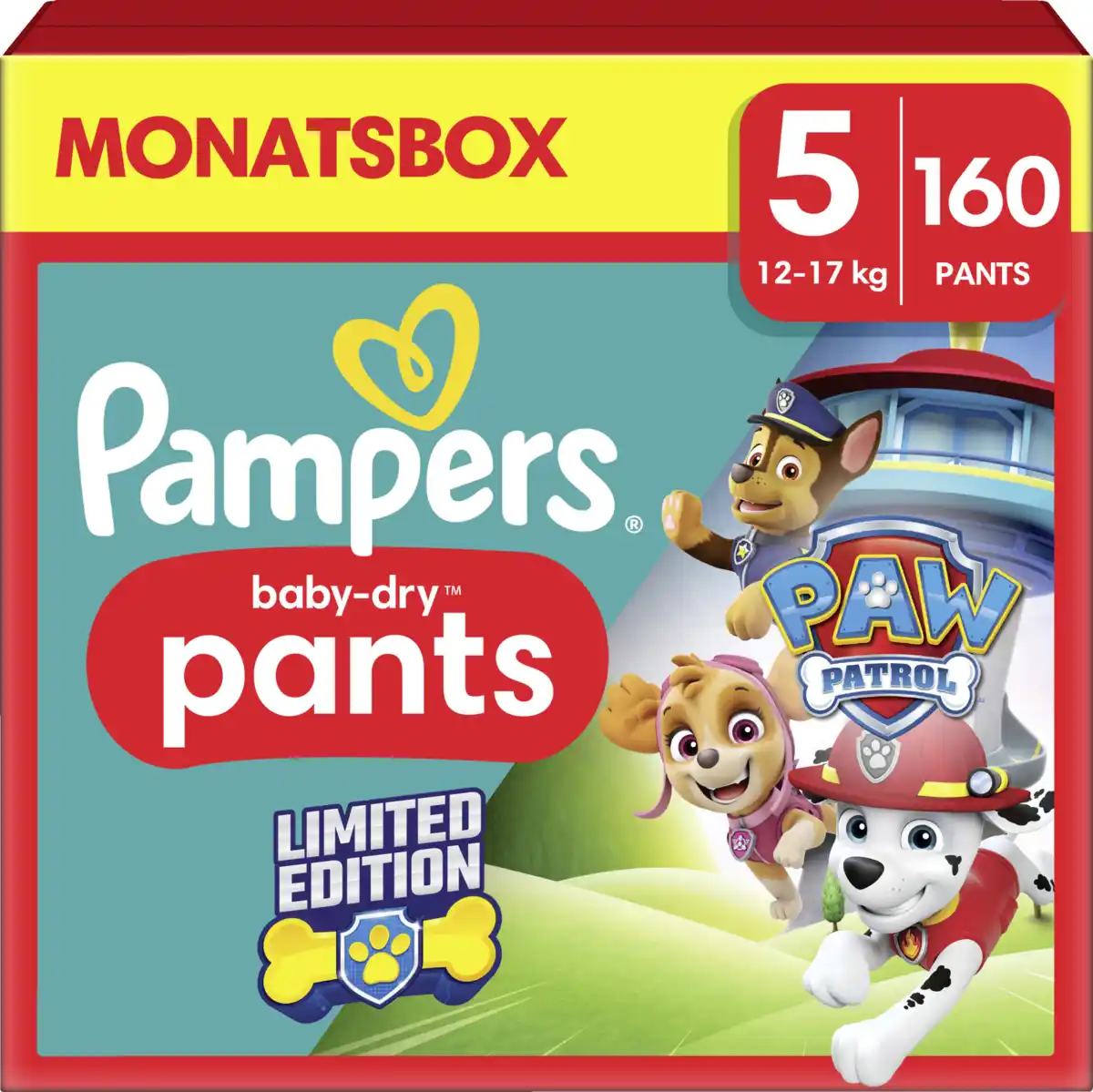 Bild 1 von Pampers Baby Dry Nappy Pants Gr. 5 (12-17kg) Monatsbox Paw Patrol