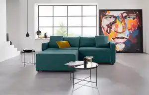 INOSIGN Ecksofa Marva 3tlg., 3 Teile, beide Armlehnelemente ausziehbar für Bettfunktion, mit Bettkasten, Blau