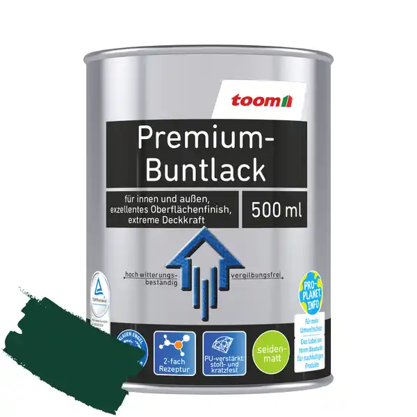 Bild 1 von toom Premium-Buntlack moosgrün seidenmatt 500 ml