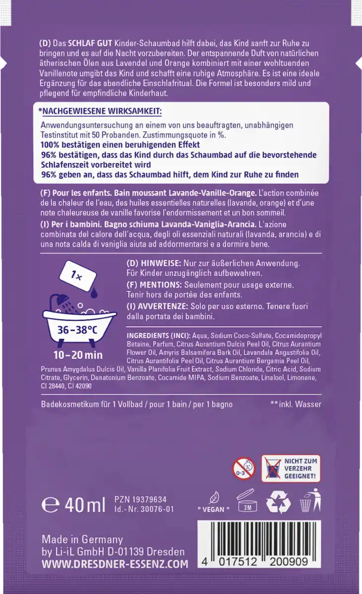 Bild 2 von Dresdner Essenz Kinder-Schaumbad Schlaf gut, 40 ml