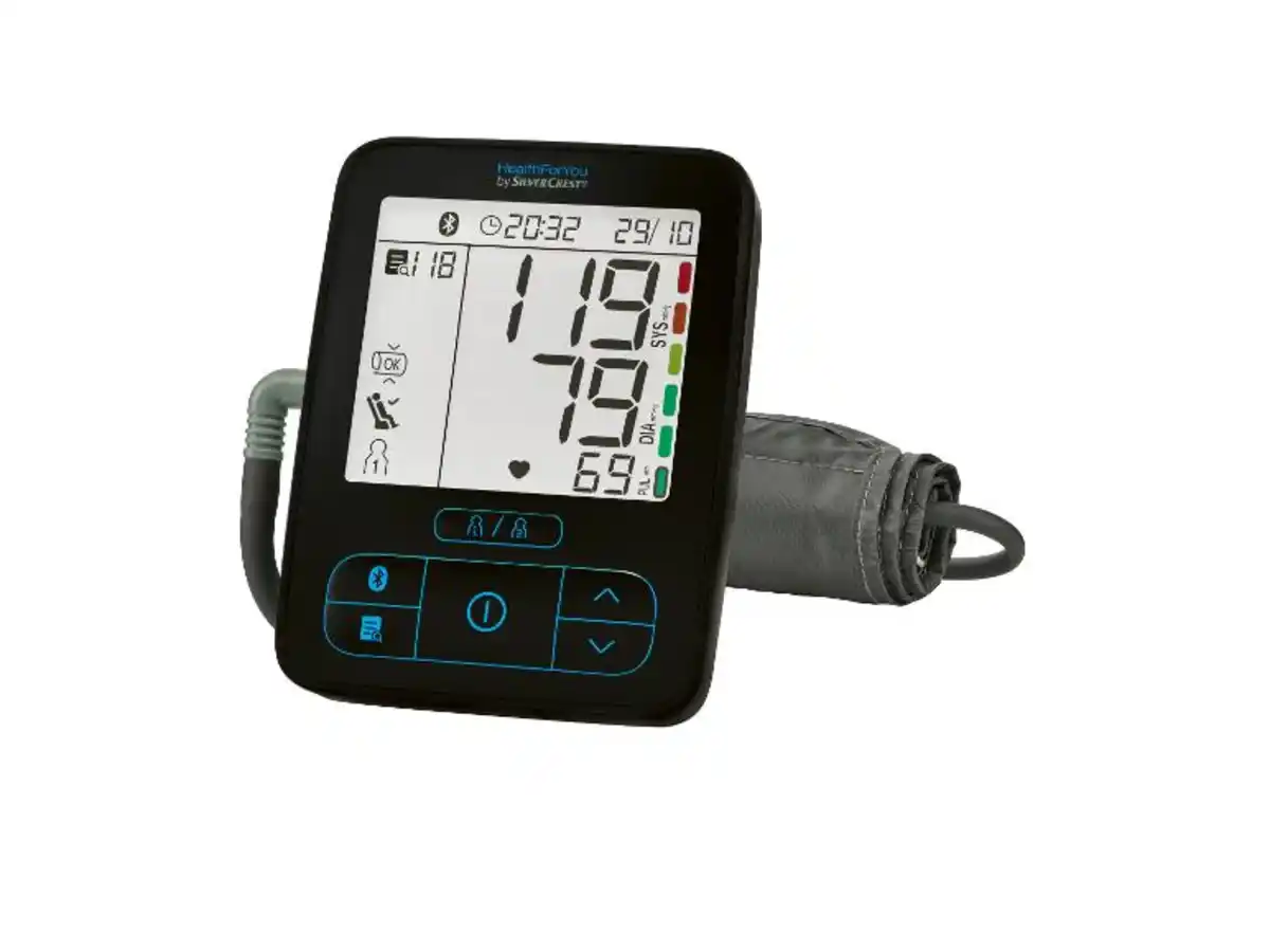 Bild 2 von HealthForYou by Silvercrest Oberarm-Blutdruckmessgerät, mit Bluetooth®,  120 Messwerte
