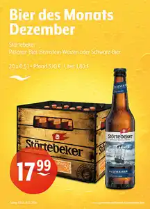 Bier des Monats Dezember Störtebeker Pilsener-Bier, Bernstein-Weizen oder Schwarz-Bier