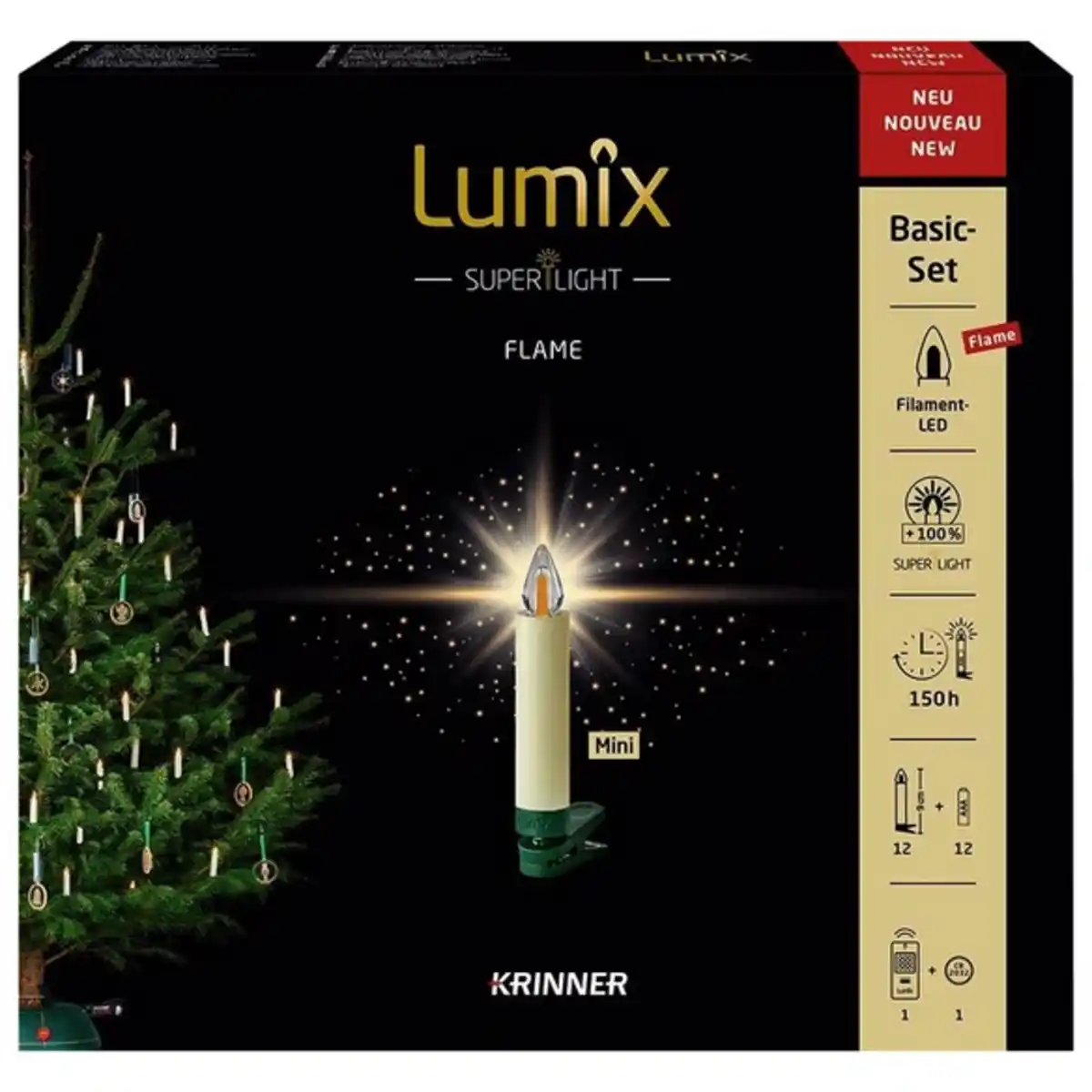 Bild 1 von Lumix Christbaumkerzen Lumix Superlight Flame mini, Elfenbein, 12er