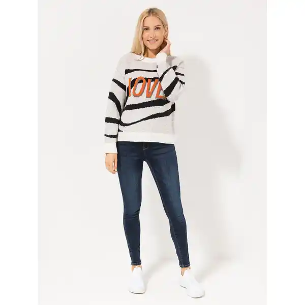 Bild 1 von LOVELY SISTERS® Pullover, 1/1-Arm Rundhalsausschnitt Love Logo Allover Druck