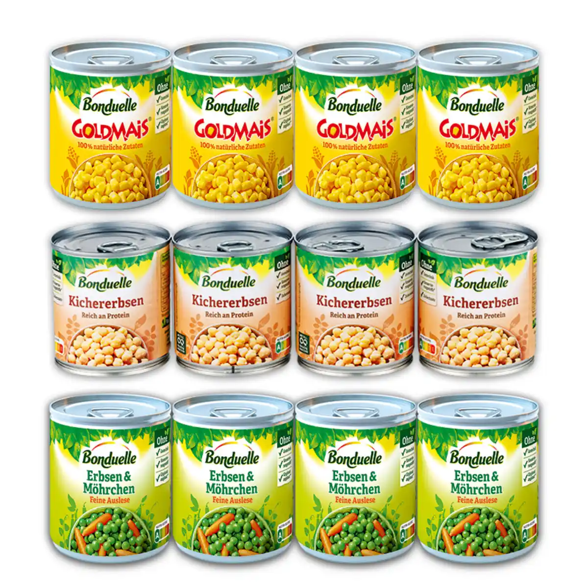 Bild 1 von Bonduelle Erbsen & Möhrchen / Goldmais / Kichererbsen