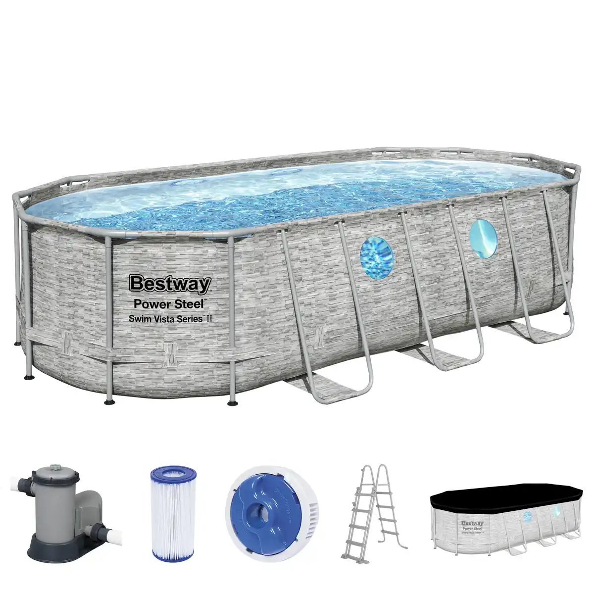 Bild 1 von Bestway Power SteelFrame Pool Komplett-Set oval 549 x 274 x 122 cm