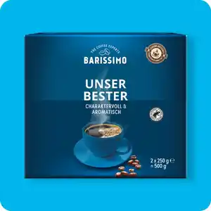 BARISSIMO Mahlkaffee „Unser Bester", Kaffee: Fairtrade-Alliance-zertifiziert⁹