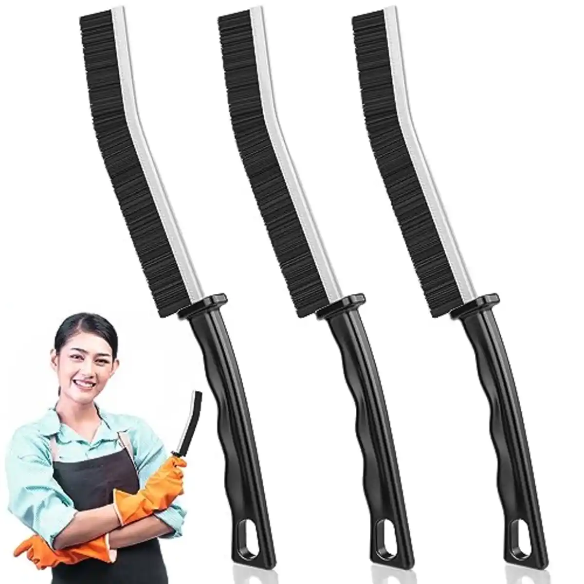 Bild 1 von Spaltreinigungsbürste 3 Stück Hard-Bristled Crevice Cleaning Brush Reinigungsbürste für Lücken Fugenreinigungsbürste Fensterrillenbürste, Hartborsten Eckenreinigungsbürste für Badezimmer Fli