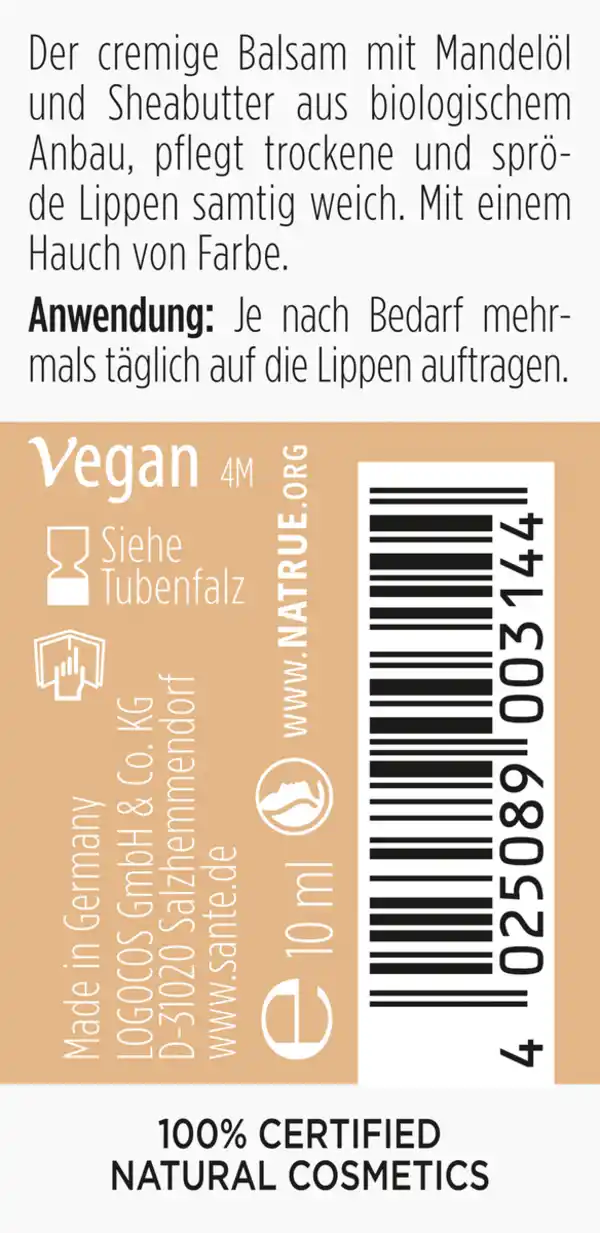 Bild 2 von Sante LIPTASTIC Lip Balm Peach, 10 ml