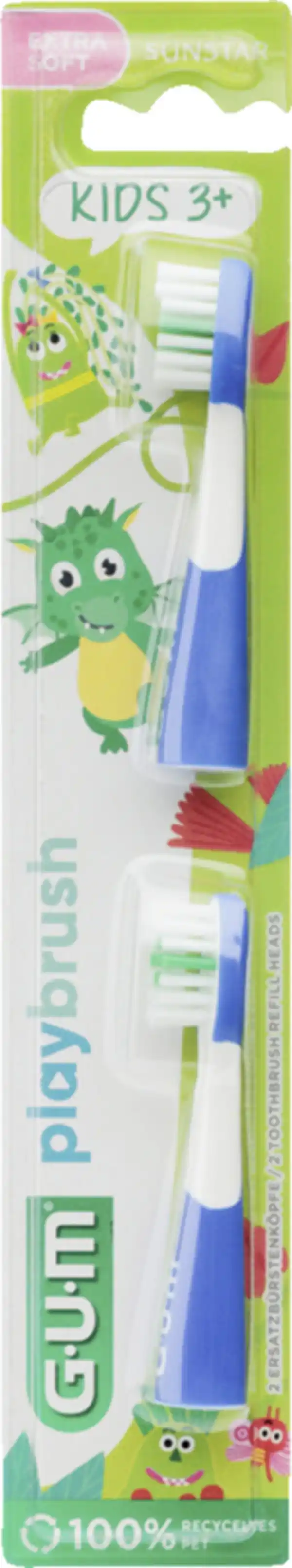 Bild 1 von GUM® Playbrush KIDS Ersatzbürstenköpfe Blau