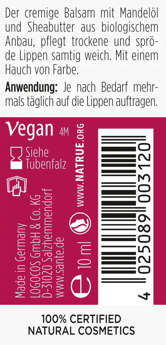 Bild 2 von Sante LIPTASTIC Lip Balm Rose, 10 ml