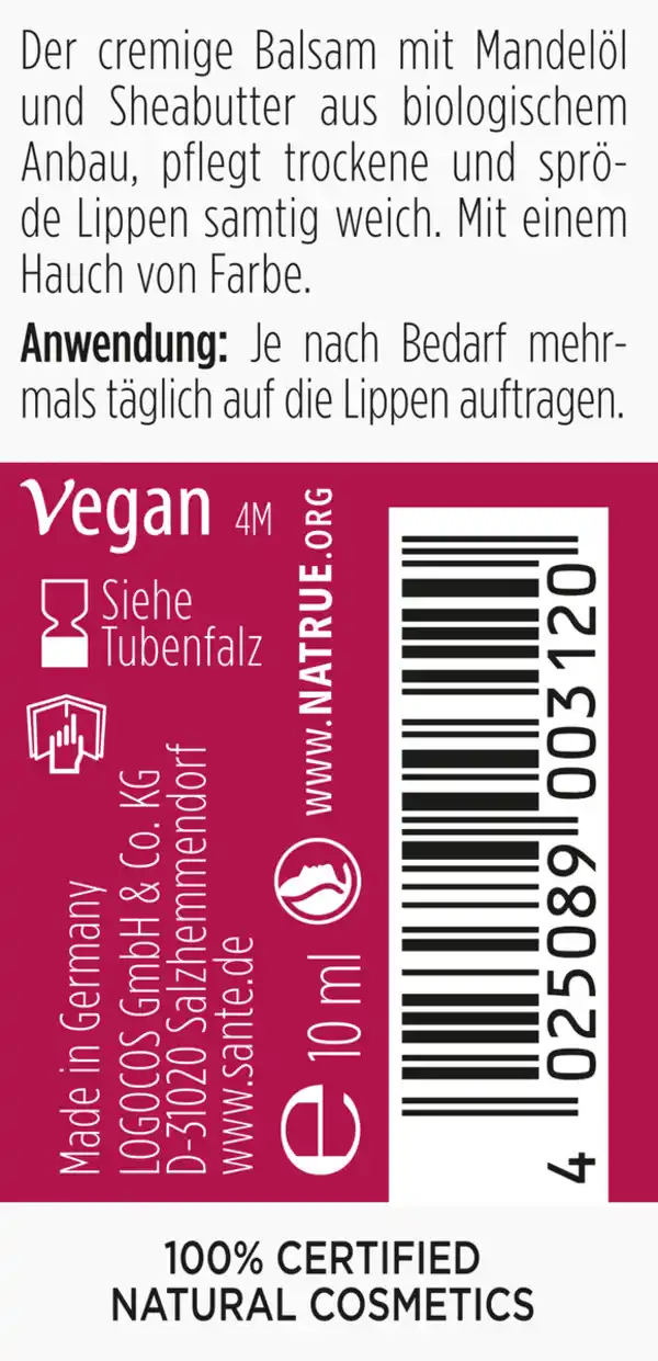 Bild 2 von Sante LIPTASTIC Lip Balm Rose, 10 ml