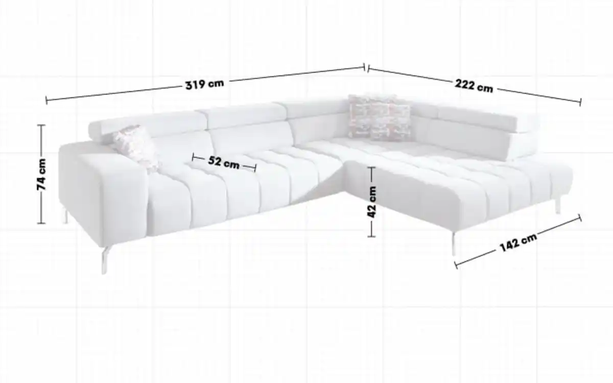 Bild 2 von Megapol - Wohnlandschaft MP-IN18022, silber, inkl. Kopfteilverstellungen