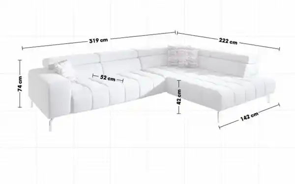Bild 2 von Megapol - Wohnlandschaft MP-IN18022, silber, inkl. Kopfteilverstellungen