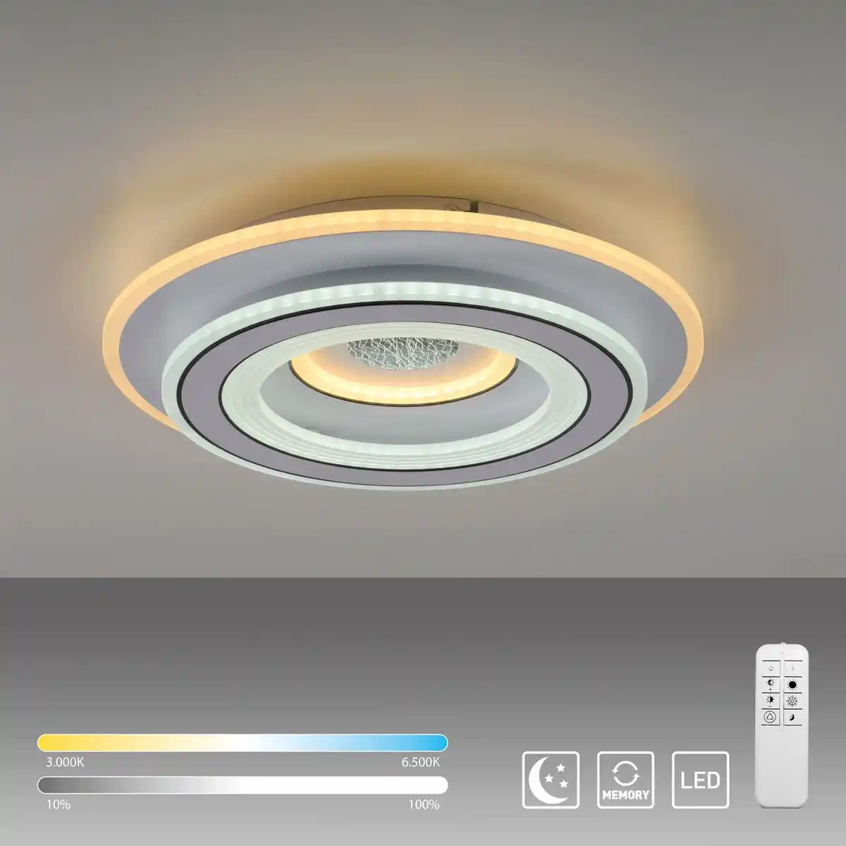 Bild 1 von LED Deckenleuchte TOLAGO, 1xLED-Board/38Watt, CCT, dimmbar, FB, Weiss