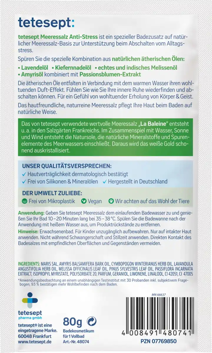 Bild 2 von tetesept Gesundheitsbad Meeressalz Anti-Stress, 80 g