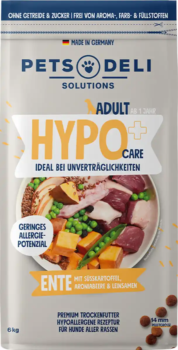 Bild 1 von Pets Deli Trockenfutter Hypocare Ente mit Süßkartoffel, Aroniabeere & Leinsamen, 6 kg