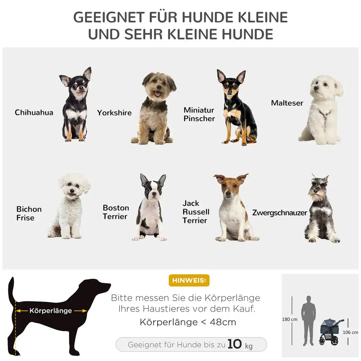 Bild 2 von Hundebuggy 2 in 1 Hundewagen Transporttasche, Klappbarer Katzenwagen