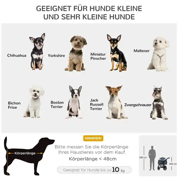 Bild 2 von Hundebuggy 2 in 1 Hundewagen Transporttasche, Klappbarer Katzenwagen