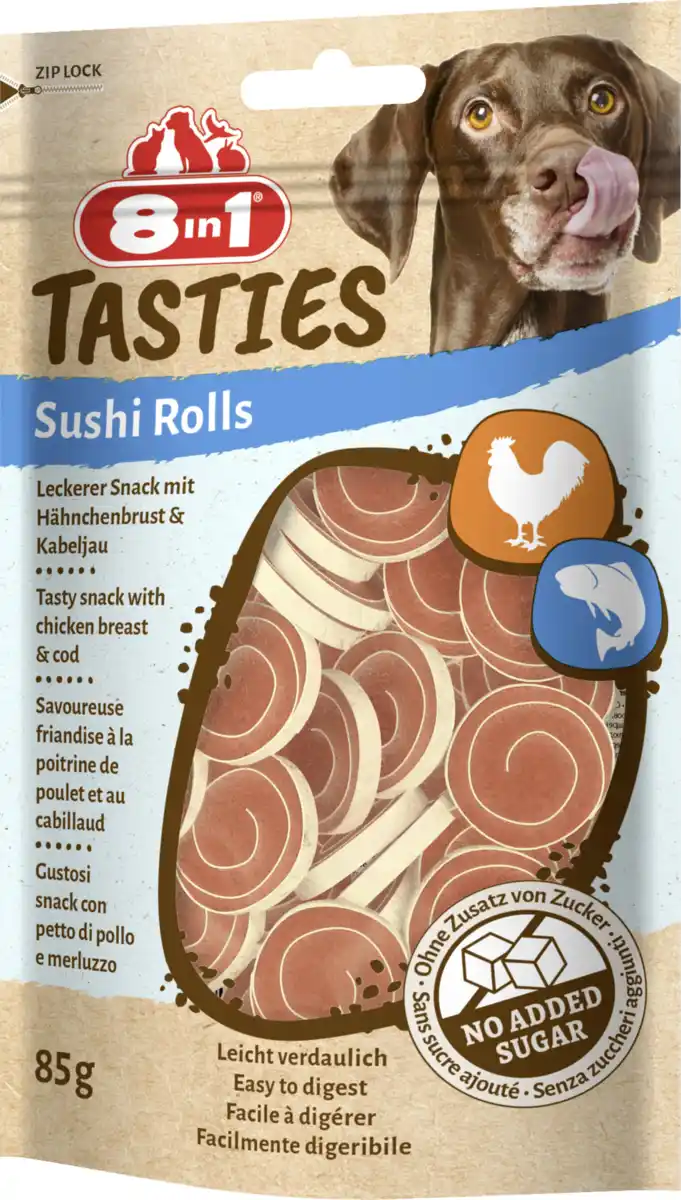 Bild 1 von 8in1 Sushi Rolls Huhn + Kabeljau, 85 g