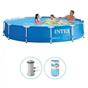 Intex - Metal Frame - Pool mit Filterpumpe - 366x76 cm - Rund - Schwimmbecken