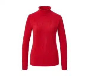 Gerippter Rollkragenpullover, rot