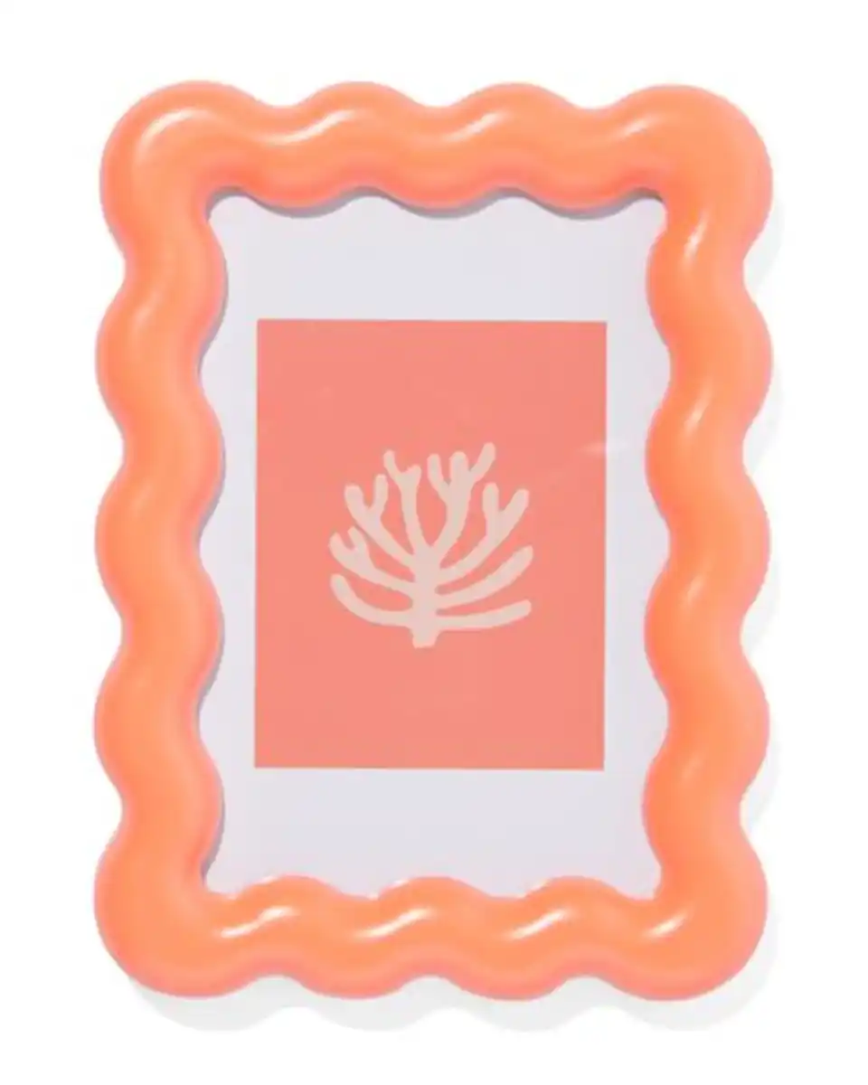 Bild 1 von Bilderrahmen, 10 x 15 cm, Holz, Wellen, korallenrot